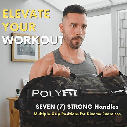 Polyfit Workout Sandbag Pro - Exact Sizing with Triple Closure Filler Bag - color: BLACK, size: 60 LB