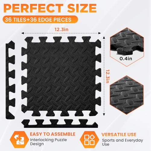 18 Tiles EVA Puzzle Exercise Floor Mats Set, Interlocking Foam Gym Tiles