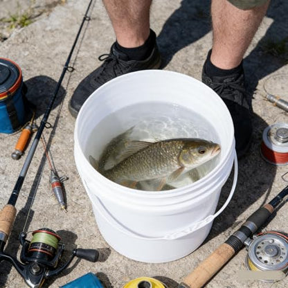 7 Gallon Bucket, Heavy Duty Plastic Bucket with Comfortable Handle, White Bucket & Lid, Pack of 4