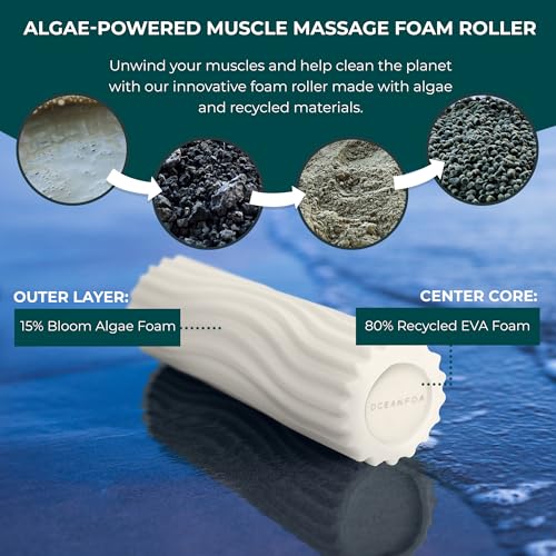 Oceanfoam Ripple Travel Foam Roller (11" x 3.35") Firm Mini Foam Roller for Physical Therapy, Deep Tissue Massage, Back Pain - High Density, Ergonomic Wave Textured - Yoga, Pilates, Exercise (Natural) - color: Natural