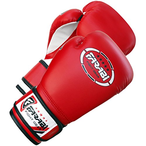 Farabi Boxing Gloves Kids Junior Muay Thai Kick Boxing Training MMA Punching Bag - color: Red, size: 4OZ