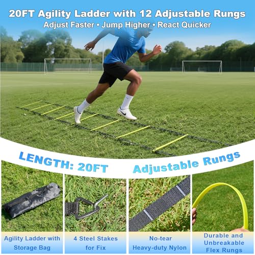 Soccer Goals for Backyard Soccer Goal 12x6 Big 10x6.5 8x6 6x4FT Soccer Goals for Youth Adults and Kids Large Metal 2" Goal Post with Agility Ladder and Target Net Soccer Cones Practice Equipment - size: 6×4 FT