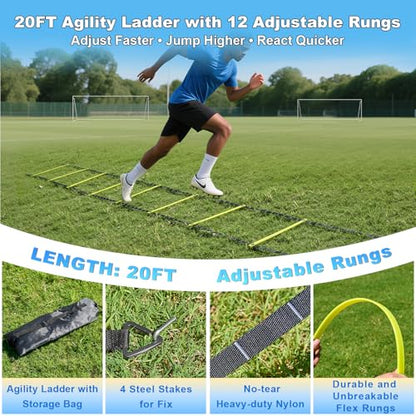 Soccer Goals for Backyard Soccer Goal 12x6 Big 10x6.5 8x6 6x4FT Soccer Goals for Youth Adults and Kids Large Metal 2" Goal Post with Agility Ladder and Target Net Soccer Cones Practice Equipment - size: 6×4 FT