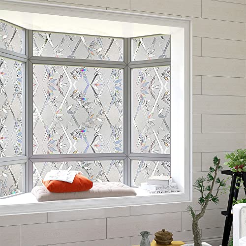 Window Privacy Film, 3D Stained Glass Film, Vinyl Decorative Window Decals, Static Cling Window Film Non-Adhesive Removable (23.6 x 78.7 inch) - size: 23.6'' x 78.7'' (60 x 200 cm)