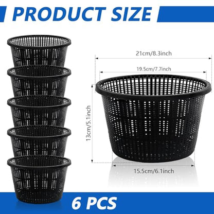 Hydroponic Mesh Net Pots, 6 Pieces, Black Plastic Garden Baskets for Aquatic Plants, Pond and Aquarium