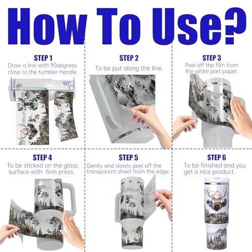 6 PCS Deer UV DTF Cup Wrap for 40 oz Glass Table Bottles High Viscosity Self-Adhesive Stickers - style: Deer