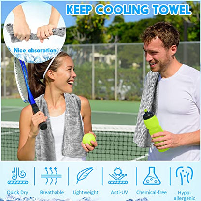 Redbaker 20 Pack Cooling Towels, 40"x12" Ice Breathable Soft Chilly Sweat Rag with Bags for Neck and Face Yoga Gym Running Golf Workout Sports Camping(Light Gray) - color: Light Gray