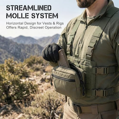 Tactical Admin Pouch Molle, 500D Nylon Water-Resistant EDC Gear Organizer, Horizontal Utility Tool Bag for Chest Rig & Vest, Large Capacity Medical EMT Sub-Pack with Mag Holder