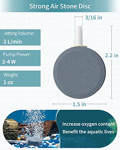 Pawfly Aquarium Air Stone Disc Bubbler 1.5 inch, Oxygen Diffuser Airstone for Nano Air Pumps Fish Tanks Buckets Small Ponds and DWC Reservoirs, 4 Pack - color: 4 Pack