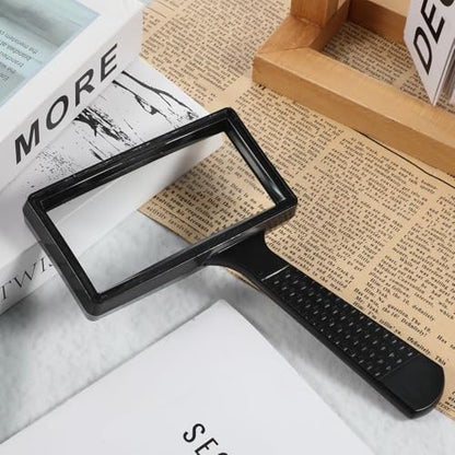 Rectangular 10x Magnifying Glass, 4x2in Hand Held Magnifying Glass, Handheld Magnifier for Reading Observation Hobbies Repair (Large Horizontal Viewing Area)