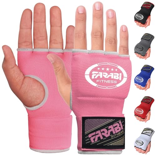 Boxing Hand Wraps Gel Padded Inner Gloves Elastic for Men & Women Boxing Wraps with Quick 32 Inches Long Wrist Straps, for MMA, Muay Thai, Kickboxing, Punching and Martial Arts - color: Pink, size: Small-Medium