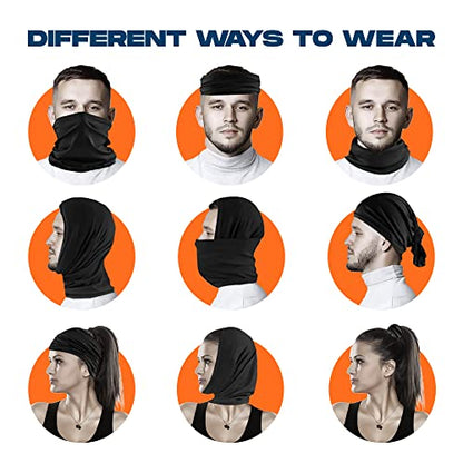 ARMORAY Face Mask Washable & Reusable Balaclava Neck Gaiter-Sun Protection Bandana Scarf Masks for Men & Women Hiking Fishing - color: Black