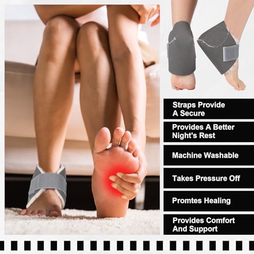 2 Pcs Sheepskin Heel Protectors for Pressure Sore Pad, Dark Grey - color: Dark Grey