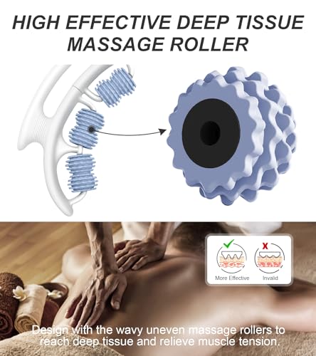 COSTWELL 셀룰라이트 마사지기, 셀룰라이트 리무버 근육 롤러, 다리, 목, 종아리, 팔, 허벅지, 등을 위한 360° 딥 티슈 마사지기, 수동 마사지 폼 롤러 근막 마사지 도구, 근육 완화용 (블루) - color: 블루.