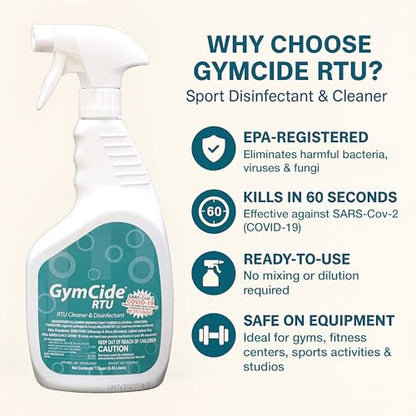 GymCide Disinfectant & Cleaner For Sports, Gyms, and Fitness Equipment, EPA Registered, Quart (1)