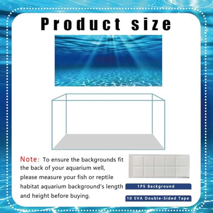 Natural Undersea Aquarium Background, Underwater Ocean Sunlight Fish Tank Background 72X24IN with 8 EVA Double-Sided Tape - color: Ocean, size: 72X24in/180X60cm