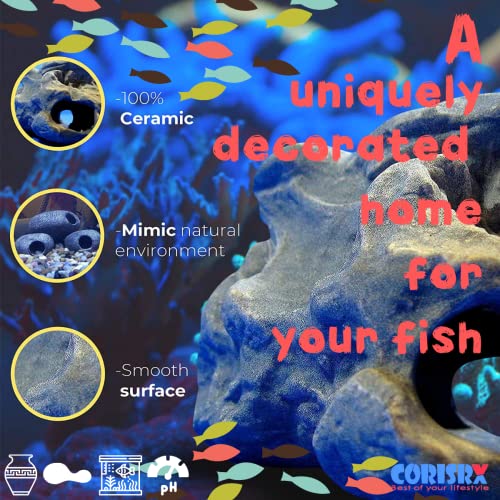 DR. Moss Aquarium Decorations Cichlid Stone Marine Rock Cave Decor Decorative Fish Tank Freshwater Saltwater for Small Girls Tiny Turtle Reptile