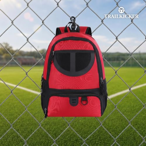 Basketball Bag Backpack for Men Women with Ball & Shoes Compartment 30L Capacity Lightweight Breathable Boys Girls Soccer Ball Bag Backpack Fit Volleyball Football Sports Travel School Gym - color: TK8Red