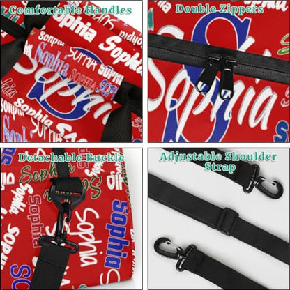 Custom Sports Duffel Bag Boys Personalized Kids Gym Bag, Red - color: Color 1