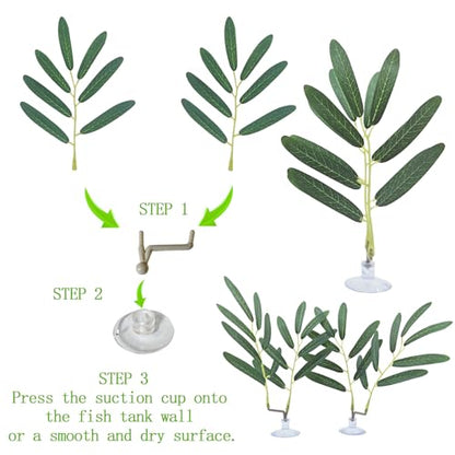 Fish Leaf Pad Suction Cup Tank Accessories Aquarium Décor Simulating Adjustable Plastic Green Plants Betta Natural Playing Spawning Breeding Resting Bed Multi Leaf Design
