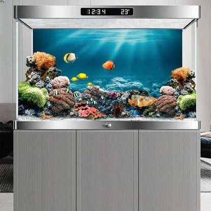 48X24 Inch Sunlit Underwater World Aquarium Backdrop - Vibrant Undersea Theme Fish Tank Background Durable Polyester Marine Decor - size: 48X24in