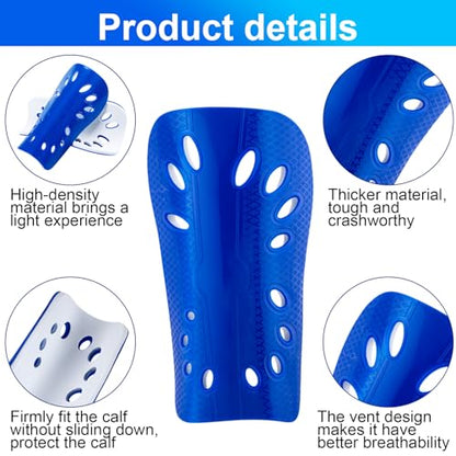 ANCIRS 2 Pair Soccer Shin Guards for Youth, Breathable Shin Guard Sleeves for Football Games, Protective EVA Cushion for Youth Men & Women - color: Blue & Black