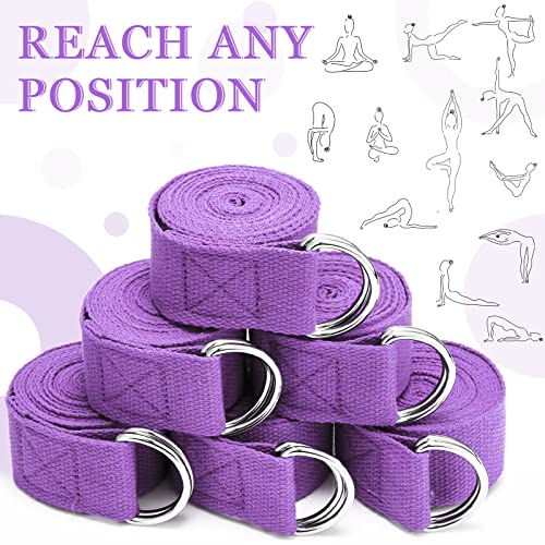 Leyndo Yoga Strap Stretching Pilates Exercise Adjustable Straps 6 ft Non Elastic Yoga Belt with Adjustable D Ring Buckle for Pilates Gym Workouts Fitness - color: Purple