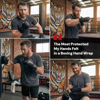 Protective Boxing Hand Wraps for Men & Women, Knuckle Guard Padding, Wrist Stabilizer, Upper Hand Shell & Thumb Shield - Proprietary Safety Technology Designed for Boxing, Muay Thai, MMA, Sparring M