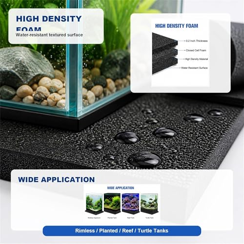 2 PCS Aquarium Foam Pad, 15 x 30 in, 5mm Fish Tank Leveling Mat | Neoprene Foam, Easy to Cut, Cushion Support for Glass, Rimless, Planted and Turtle Aquariums