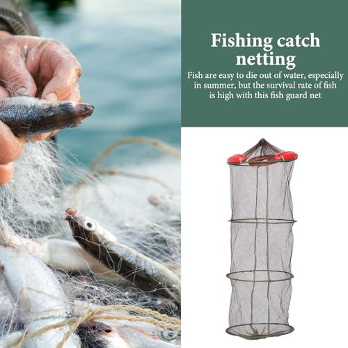 Beaupretty Coffee Color Thickened Mesh Fishing Net with Quadruple Rings Portable Fish Guard Net for Crab Trap and Small Fish Catching