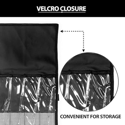 Sanhu 34" x 12" Lure Storage Bag, 2 Pcs Black 7-Pocket Foldable, for Saltwater & Freshwater Tackle Organization, Includes Compact Roll-Up Design, Ideal for Offshore Fishing & Traveling Anglers