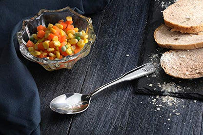 New Star Foodservice 58345 Shell Pattern, 18/0 Stainless Steel, Dinner/Dessert Spoon, 7.5-Inch, Set of 12 - size: Dinner/Dessert Spoon (7.5-Inch)