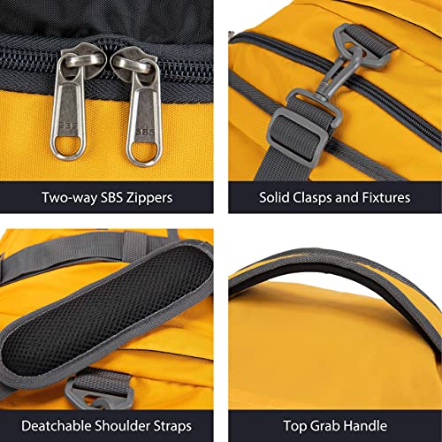 Ubon Convertible Duffel Backpack Weekender Gym Bag with Shoe Compartment - color: Yellow, size: 80L