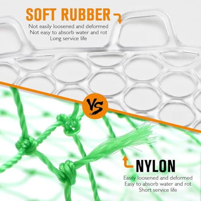 Rubber Fishing Net Replacement Netting Without Handle Clear Black Fishing Nets for Fish Fly Fish Landing Net Bag for Freshwater Saltwater Foldable Trout Net Rubber Mesh 5 Sizes White Black Red
