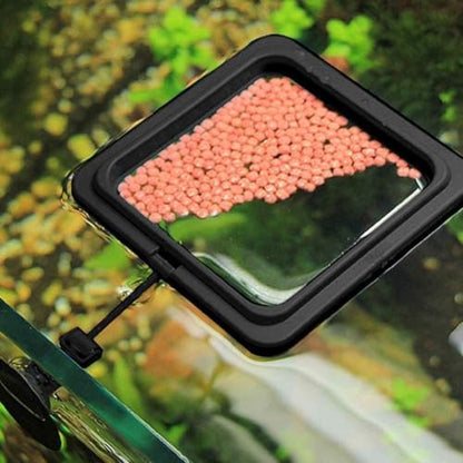 2pcs Black Fish Feeding Ring, Black Round and Square Aquarium Floating Food Feeder, Food Feeders with Suction Cup for Goldfish Turtle and Other Smaller Fish, Food Feeding Ring with Suction Cup