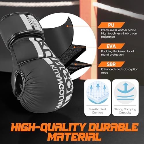 MMA Gloves for Sparring,Muay Thai,Training - color: Black-White, size: Medium