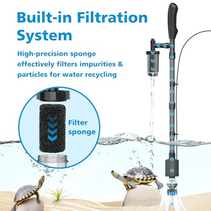 fishkeeper Electric Aquarium Vacuum Gravel Cleaner, 25W 6 in 1 Multifunction Fish Tank Cleaner Kit Gravel Vacuum for Fish Tank Adjustable Flow for Automatic Wash Sand & Water Changer