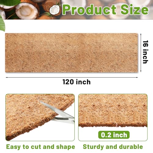 Coco Liner Roll, 16 x 120 Inch Coconut Fiber Liners for Planters, Natural Coco Coir Mats Sheet for Flower Basket, Garden Decoration, Reptile Carpet, Animal Pet Pad, Window Box, DIY Moss Pole - size: 16x120 Inch