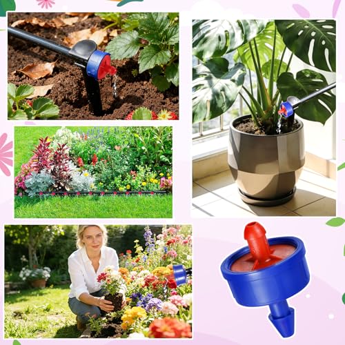 Upgrade Leak-Proof 60Pcs 2 GPH Pressure Compensating Drip Emitters, Constant Flow Drip Irrigation Emitters Spot Watering Drippers with Leakproof Water Pressure of 0.18 Bar for Irrigation System