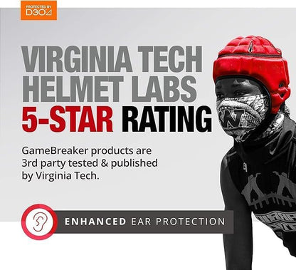 GameBreaker PRO Soft Headgear, D3O Protection for Football, Rugby, MMA, Lacrosse, Black, Medium, 7v7, Flag Football, Water Polo, Surfing - Adult and Youth - color: Purple, size: X-Large