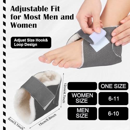 2 Pcs Sheepskin Heel Protectors for Pressure Sore Pad, Dark Grey - color: Dark Grey