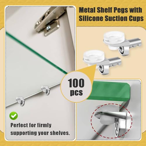 100 Pcs 1/5 Inch 5mm Shelf Pins - Cabinet Shelf Pegs with Silicone Suction Cups, Heavy Duty Shelf Pins for Support Kitchen Furniture, Shelf Pegs 5mm - color: 100-Pack