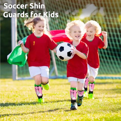Shin Guards Soccer Youth Kids, Shin Guard Boys Girls Teenagers 2-18 Yrs Old | Soccer Shin Guards with Ankle Sleeves Protection - Football Shin Pads Equipment with Adjustable Strap - color: Pink, size: Small