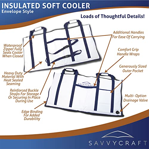 Savvycraft Waterproof Leakproof Insulated Fish Kill Bag, Heavy Duty Soft Fish Storage Bag with Easy Grip Handles, White 40" L x 20" H - style: Envelop: 40"l X 20"h