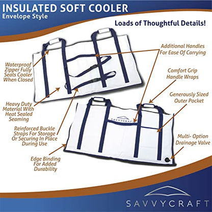 Savvycraft Waterproof Leakproof Insulated Fish Kill Bag, Heavy Duty Soft Fish Storage Bag with Easy Grip Handles, White 60" L x 20" H - style: Envelop: 60"l X 20"h