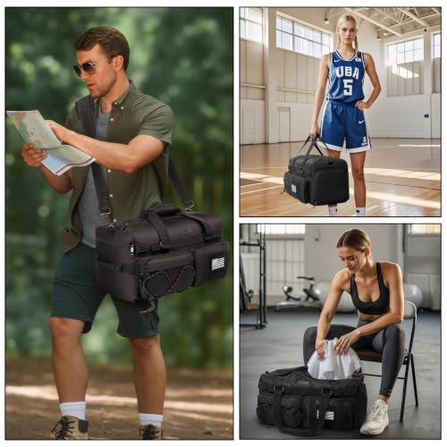 Gym Bag Water-Resistant Sports Duffel,Portable Lightweight Gym Bag,Sports Duffel Bags for Women&Men for Camp, Fitness, and Short Tours, Dance - The Red Flag area allows for DIY