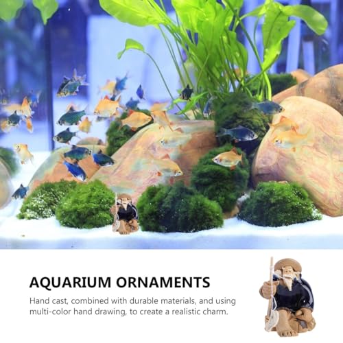 DOITOOL 2 Pcs Mini Fisherman Figurine Ceramic Mudmen Statue for Bonsai Figurines Accessories Asian Zen Aquarium Decor Micro Landscape Fairy Garden Ornament Fish Tank Fishing Miniature