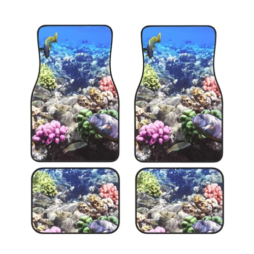 Reef Coral Fish Red Egypt Animals Wildlife Nature Ocean Life Aquarium Hawaii Custom Car Floor Mats 4-Piece Set, Neoprene All-Season Floor Liners, Universal Fit for Cars, Trucks, Suvs & Sedans
