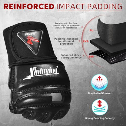 Xinluying MMA Boxing Gloves, 28CM Wide Wristband, PU, for Men, Women & Kids - color: Black, size: Large