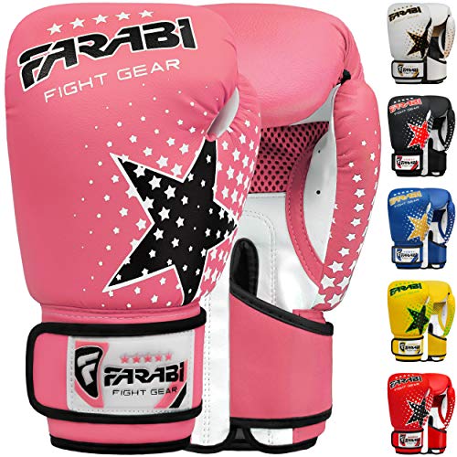 Farai Kids Boxing Gloves 6-oz Kickboxing Muay Thai Training MMA Sparring Gloves, Best Gloves for Training on Punching Bag, Focus Pads Practice - color: Pink